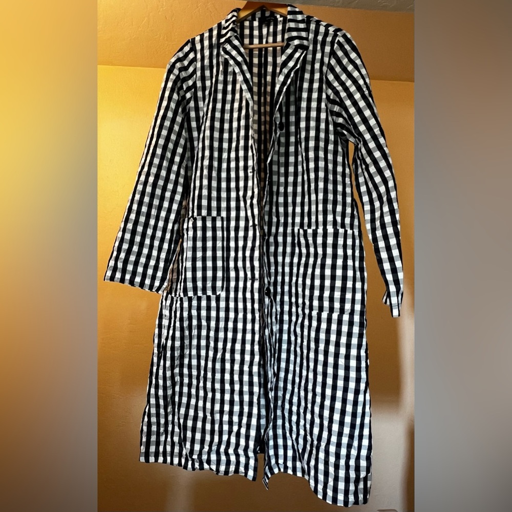 Sun Kim - Checkered Gingham Button Down Mid Length Jacket
